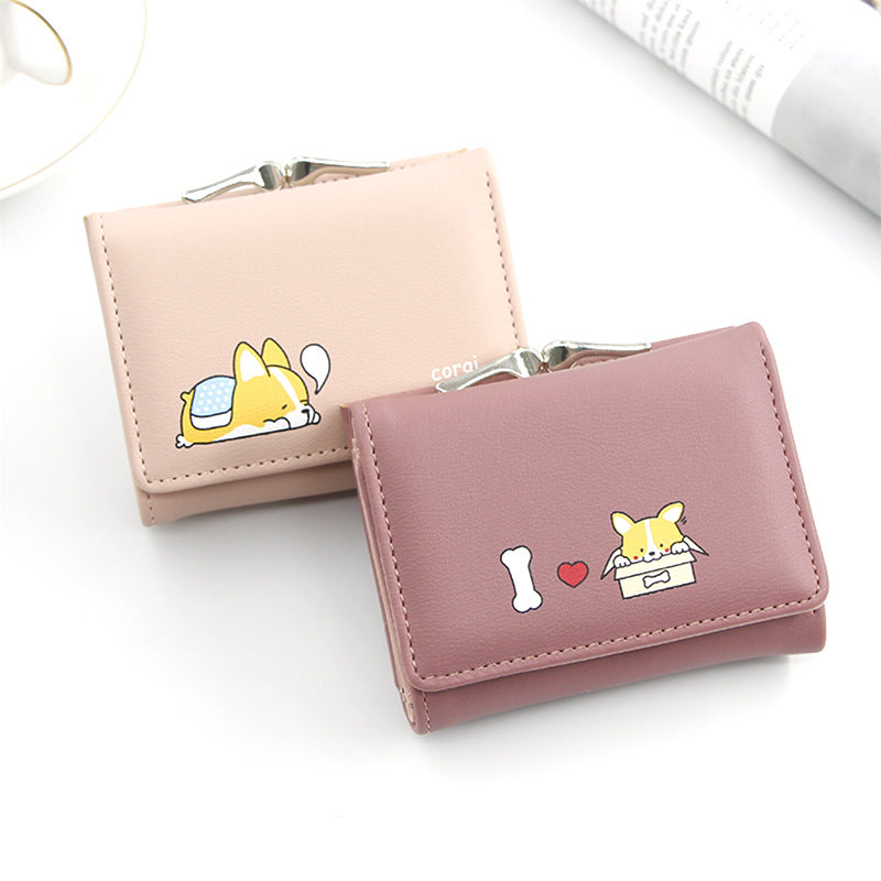 Women's Iron Clamp Short Cute Cartoon Ladies Wallet
