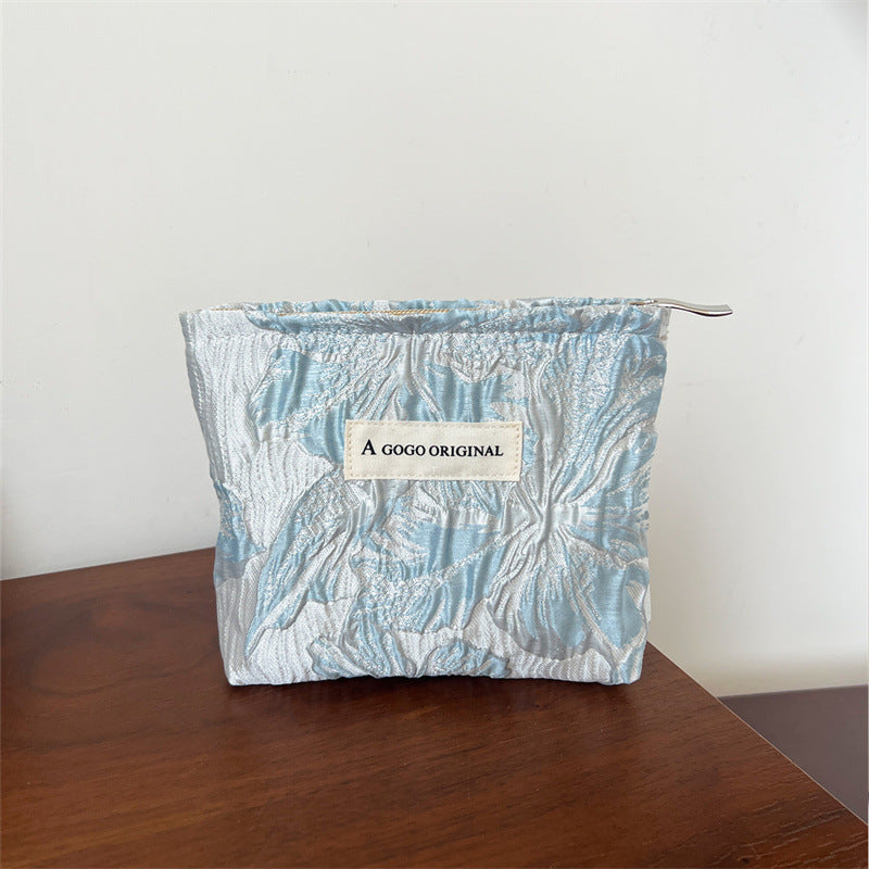 Jacquard Wrinkle Texture Large Capacity Portable Liner Skin Care Bags