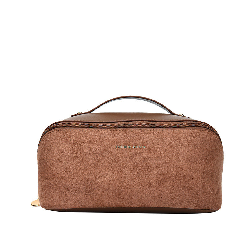Large Capacity Tile Super Hot Wash Brushed Leather Makeup Bag