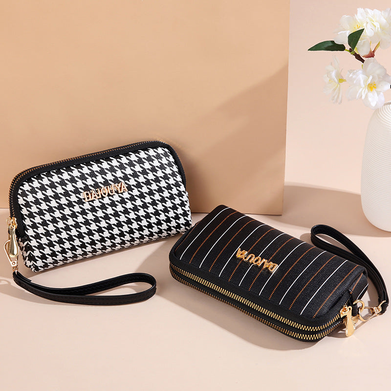 Women's Cell Double Layer Zipper Long Handbags