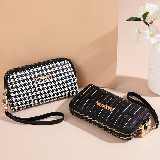 Women's Cell Double Layer Zipper Long Handbags