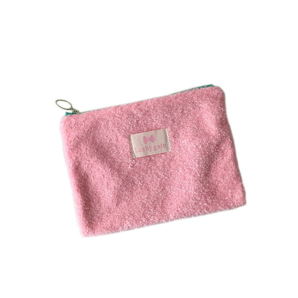 Korean Style Plush Simple Cosmetics Storage Change Earphone Cosmetic Bags