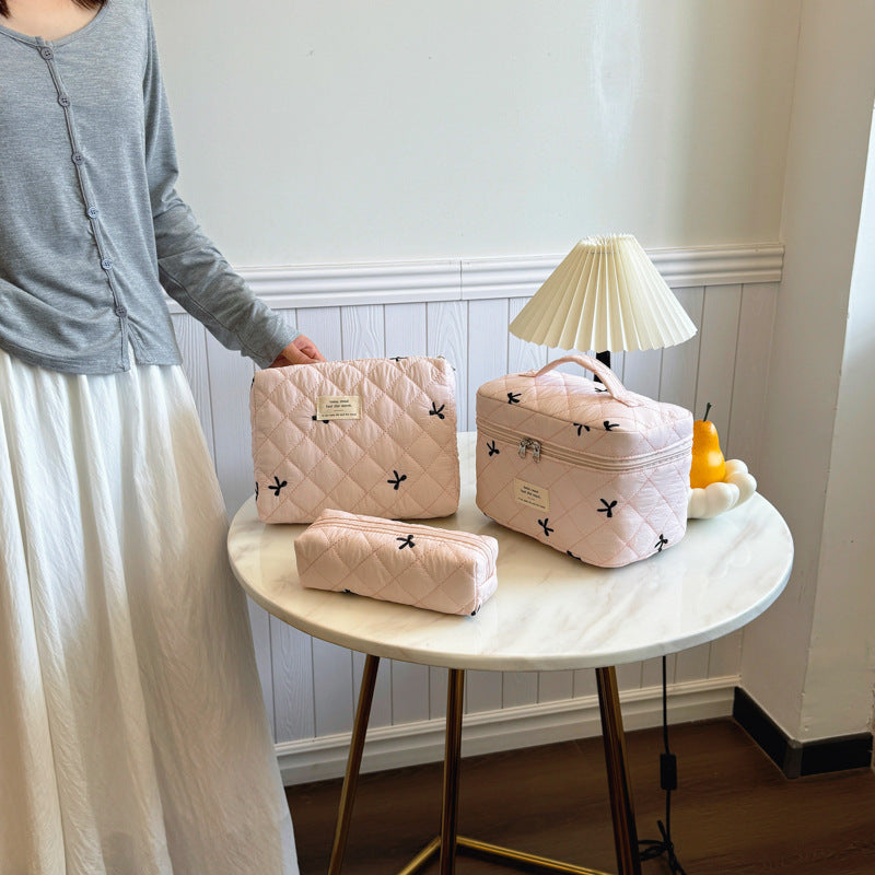 Korean Style Bowknot Niche Pencil Storage Cosmetic Bags