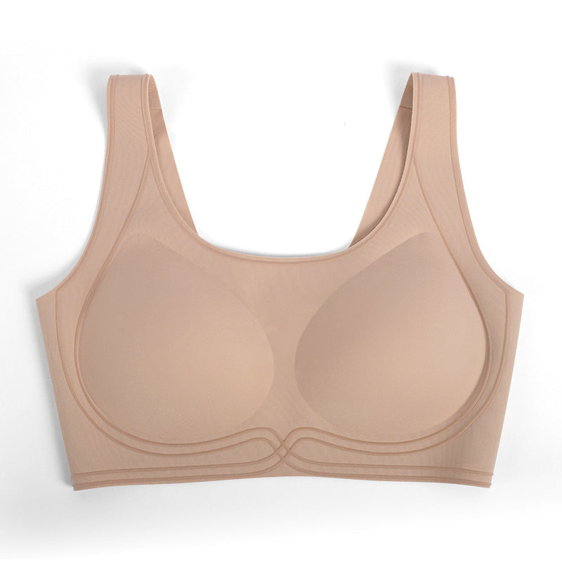 Printed Antibacterial Fixed Cup Seamless Underwear Wide Shoulder Bras