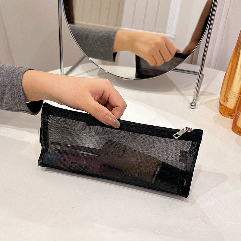 Triangle Mesh Portable Clear Eyebrow Pencil Brush Mini Makeup Bag