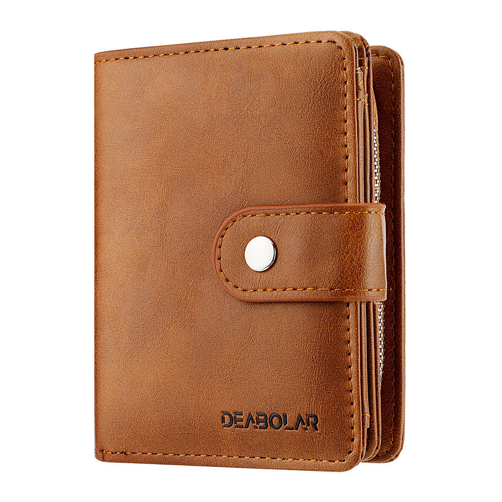 Men's Man's Short Leather Retro Vertical Design Men's Wallets