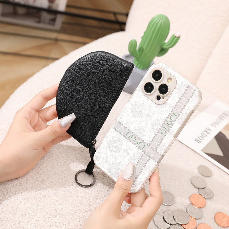 Lychee Pattern Solid Color Semicircle Soft Coin Purses