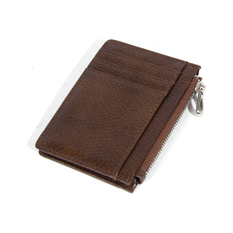 Women's & Men's & Leather Cowhide Solid-color Thin Section Card Holder