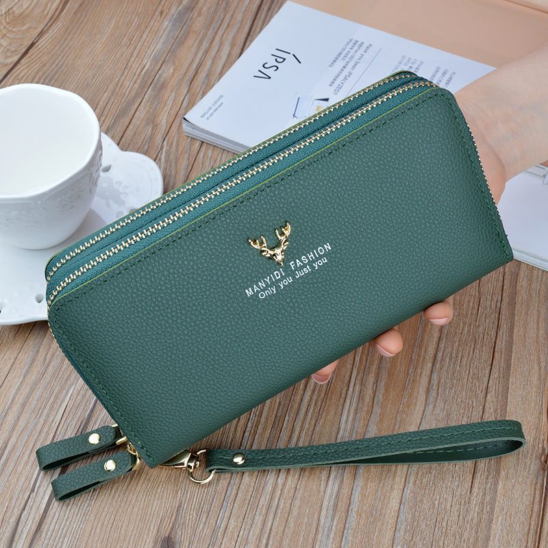 Women's Long Clutch Double Zipper Fashion Simple Large Phone Bags