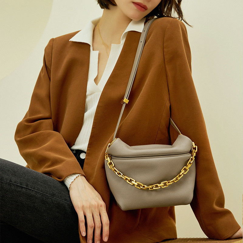 Women's Leather Folds Cloud Fashion Chain Dumpling Women's Shoulder Bag