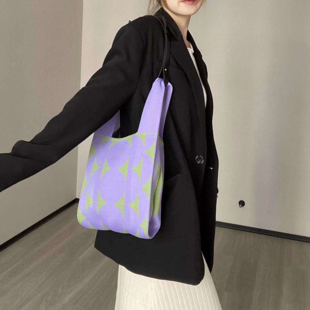 Knitted Korean Style Woolen Yarn Fashion Simple Handbags