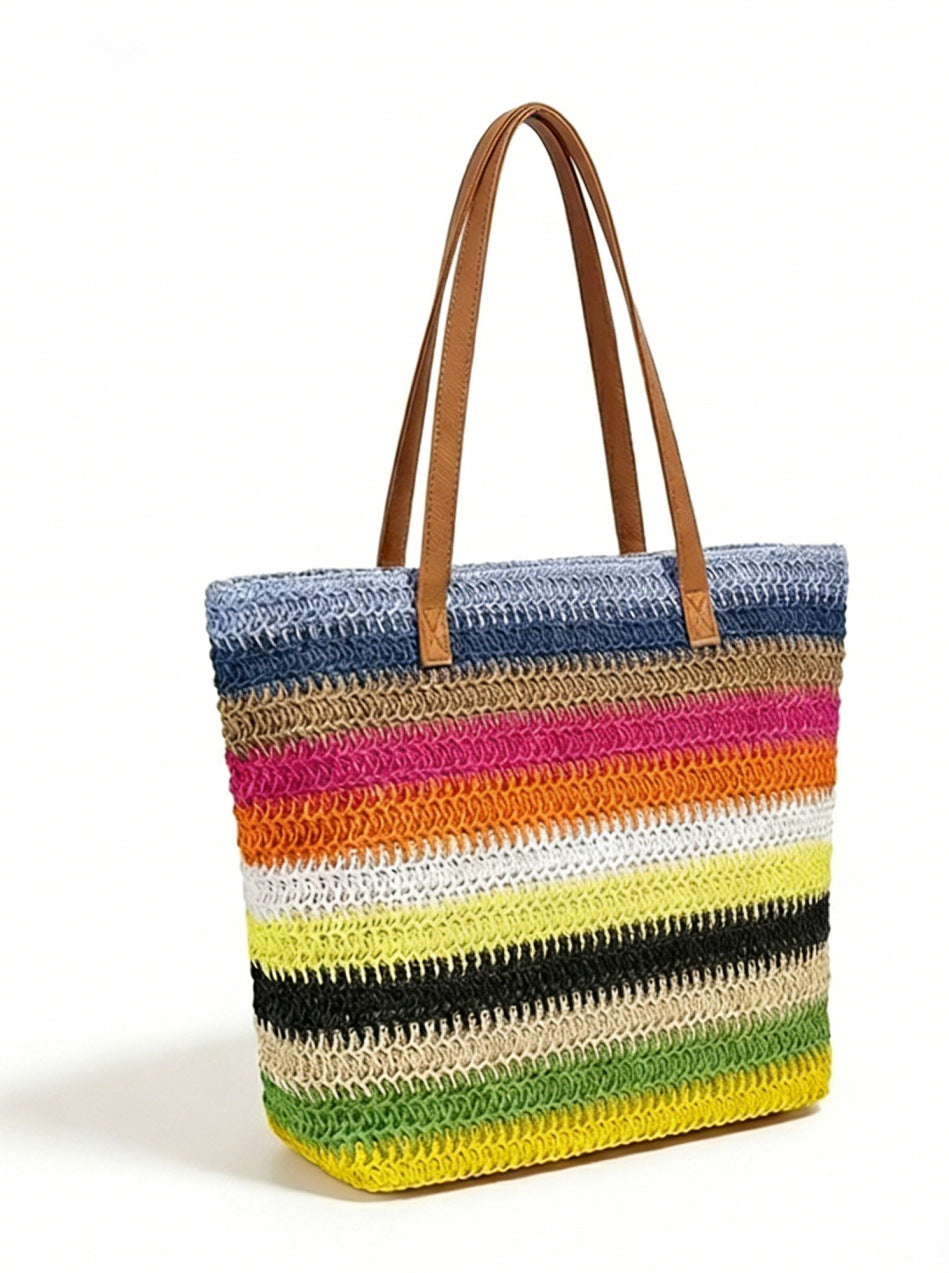 Color Handmade Environmental Protection Toilet Paper Straw Seaside Women's Shoulder Bag