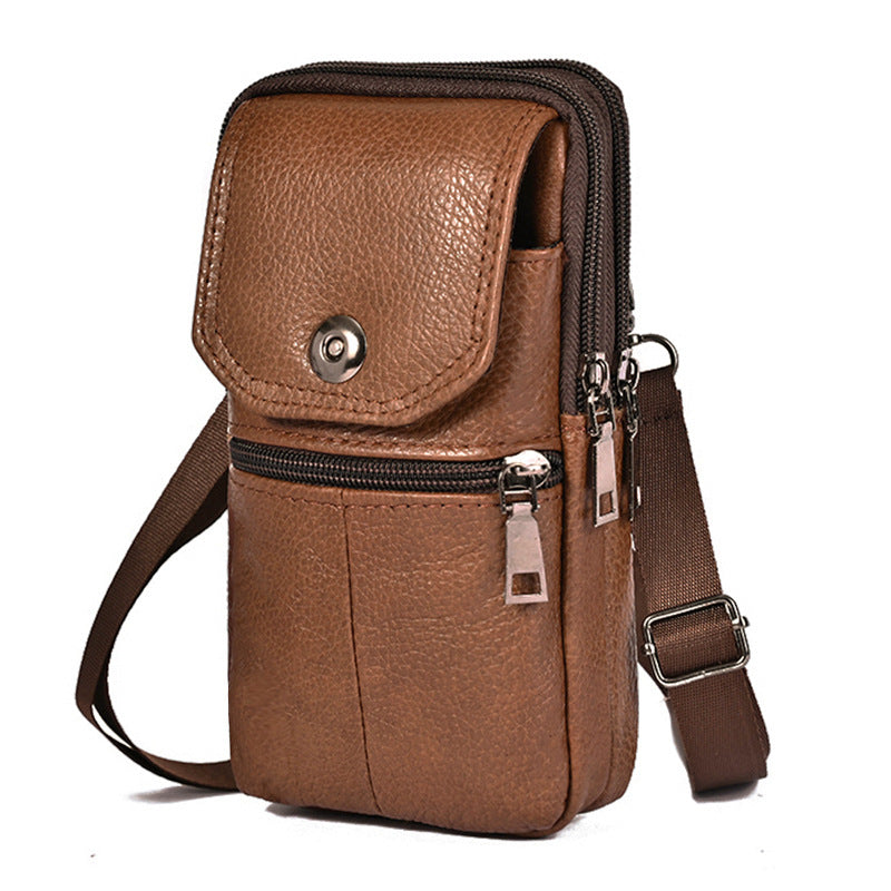 Men's Cowhide Multifunctional Mobile Portable Fashion Leather Men's Waist Packs
