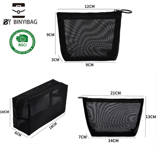 Mesh Transparent Wash Professional Cosmetics Storage Folding Cosmetic Bags