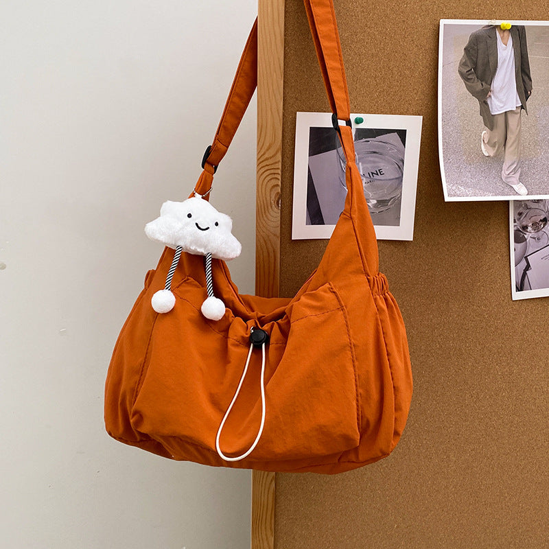 Women's Gate Design Drawstring Ruffle Nylon Clouds Women's Shoulder Bag