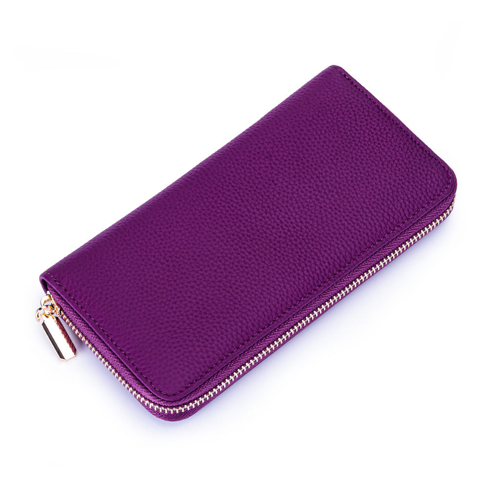 Zipper First Layer Cowhide Large Capacity Ladies Wallet