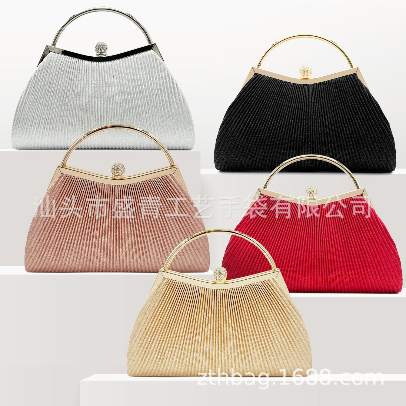 Women's Rhinestone Switch Versatile Party Pleated Handbags