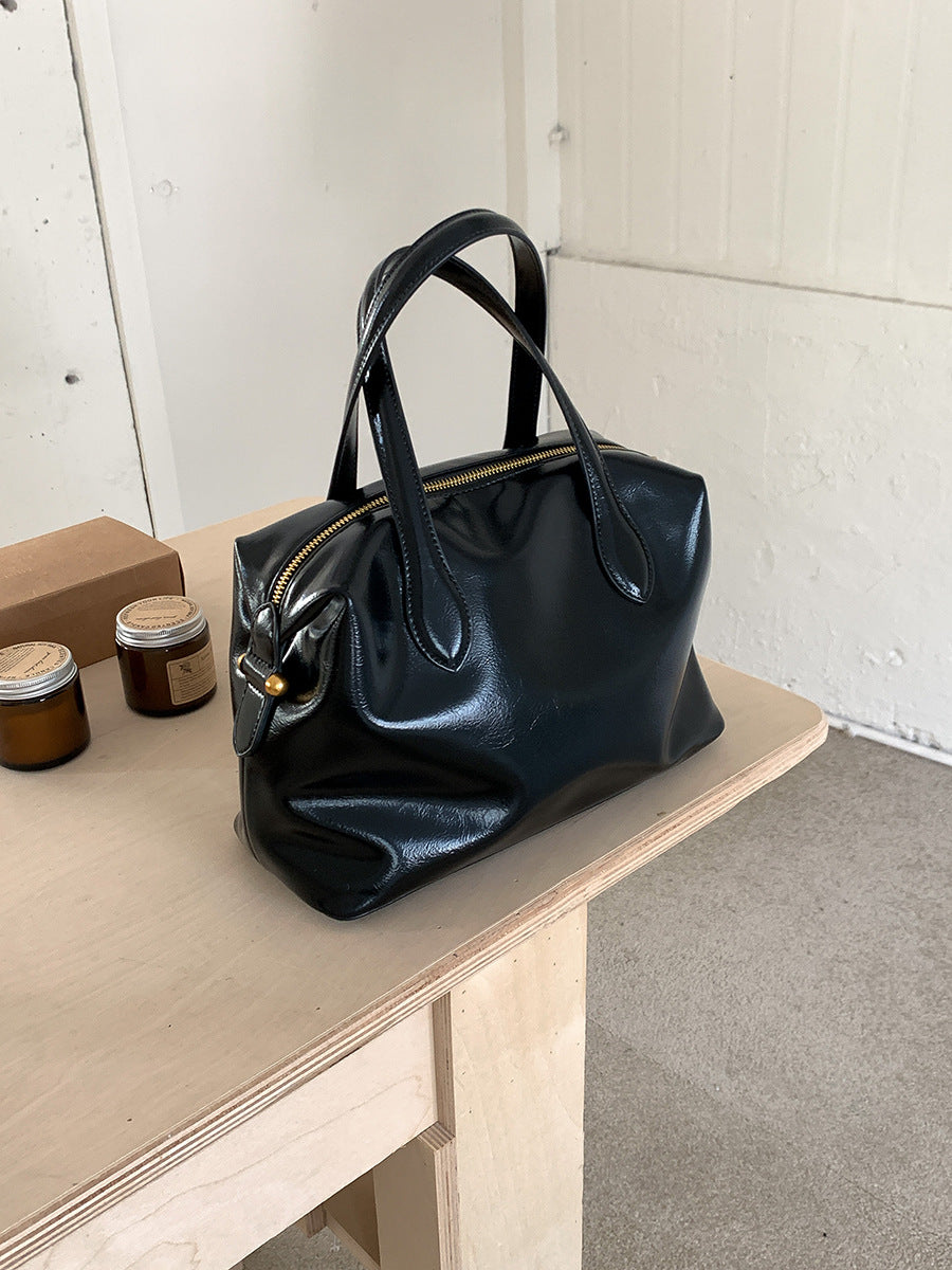 New High-grade Large Capacity Zipper Leather Handbags