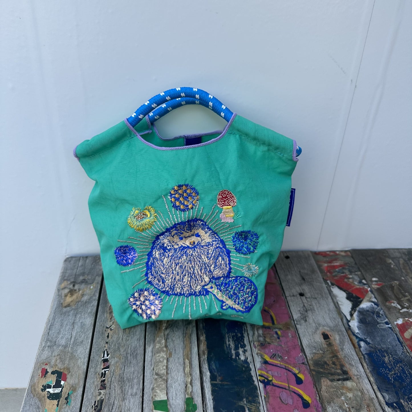 Homemade Shopping Nylon Cloth Embroidery Flower Handbags