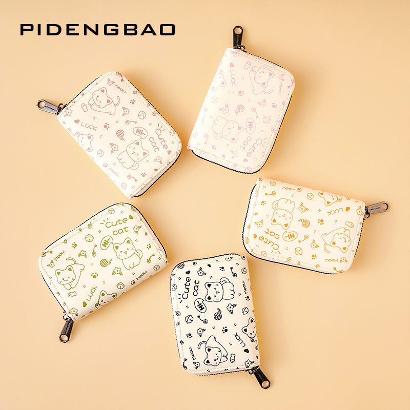 Cute Simple Stroke Cat File Multiple Slots Large Card Holder