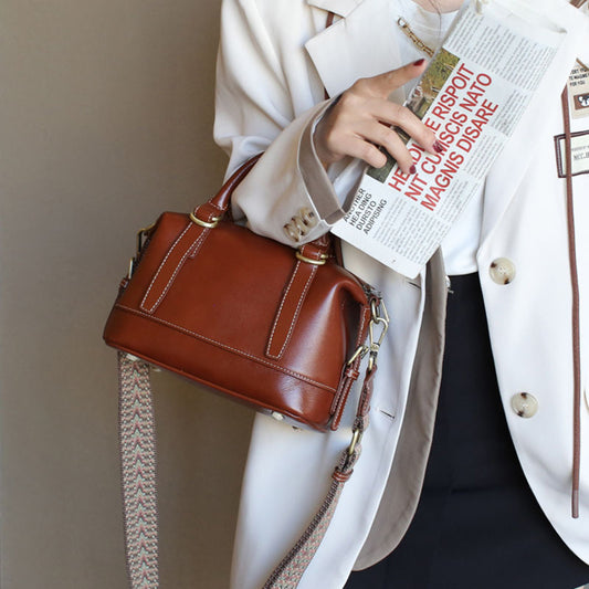 Women's Spring Genuine Leather Boston High-grade First Bags