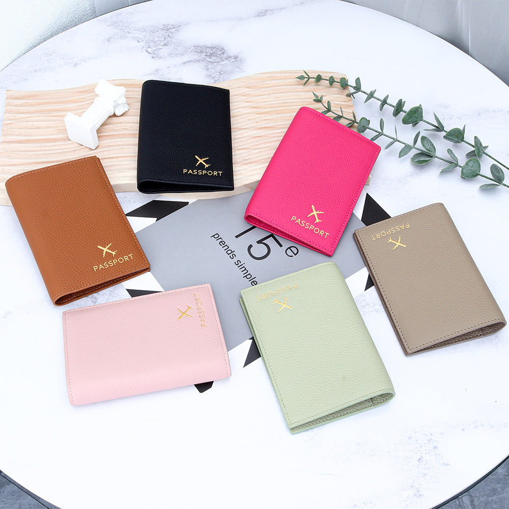 Women's & Men's Pure First Layer Cowhide Passport Fashion Thin Leather Ladies Wallet