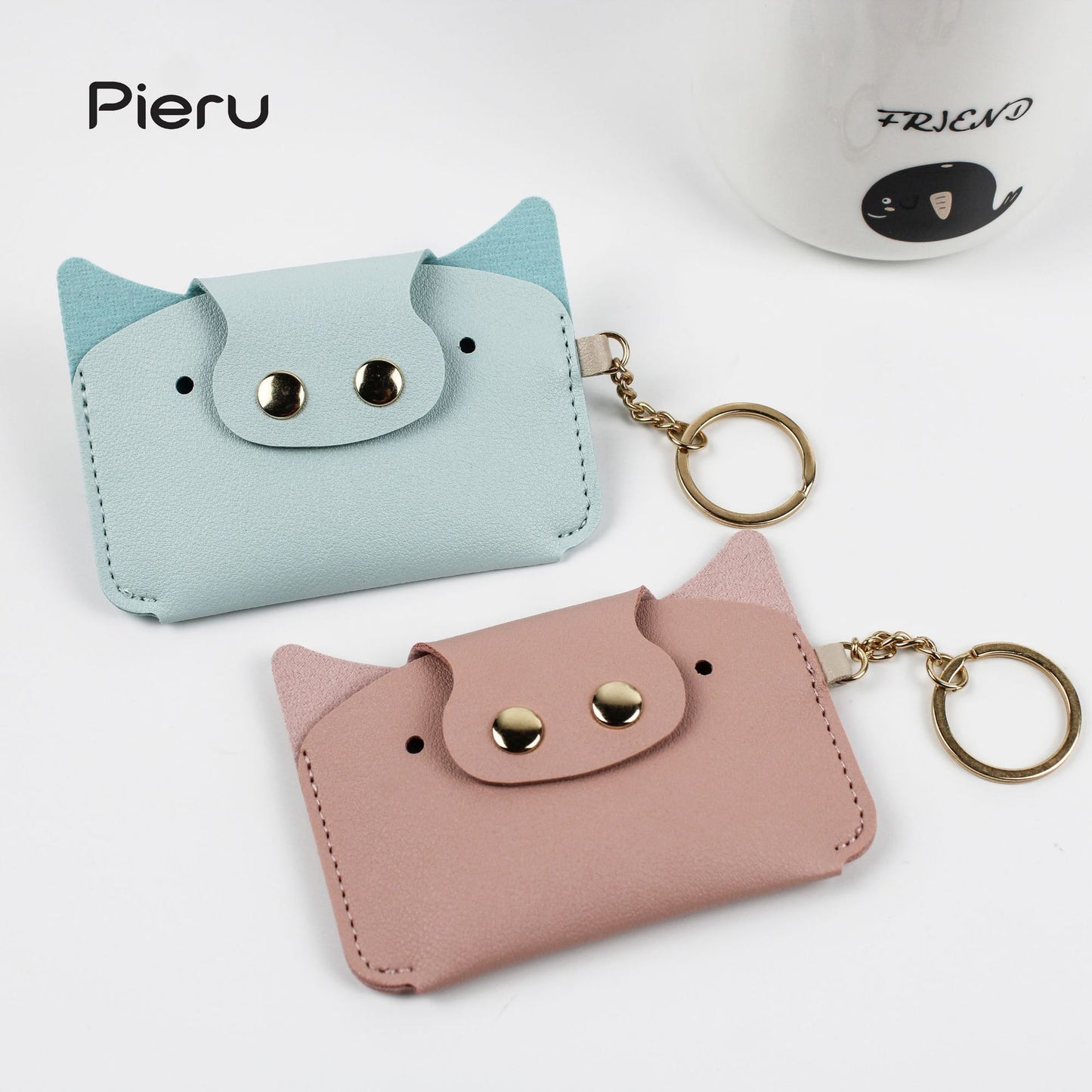 Cartoon Simple Piggy Bus Set With Card Holder