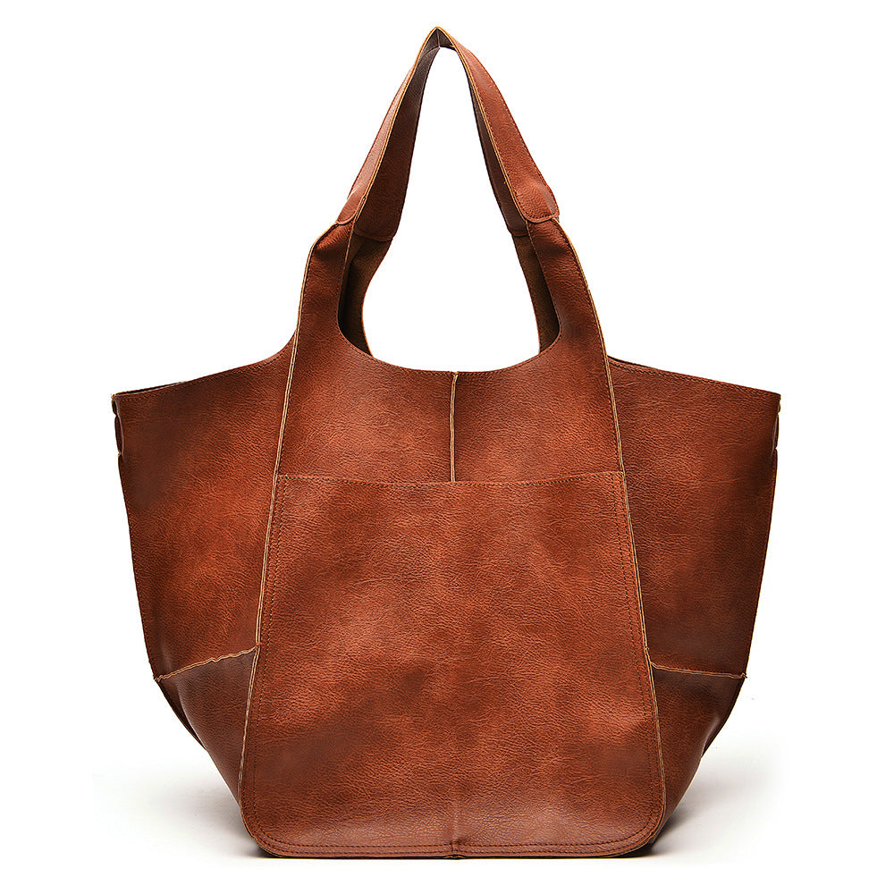 Women's Retro Simple Big Soft Leather Large Bags