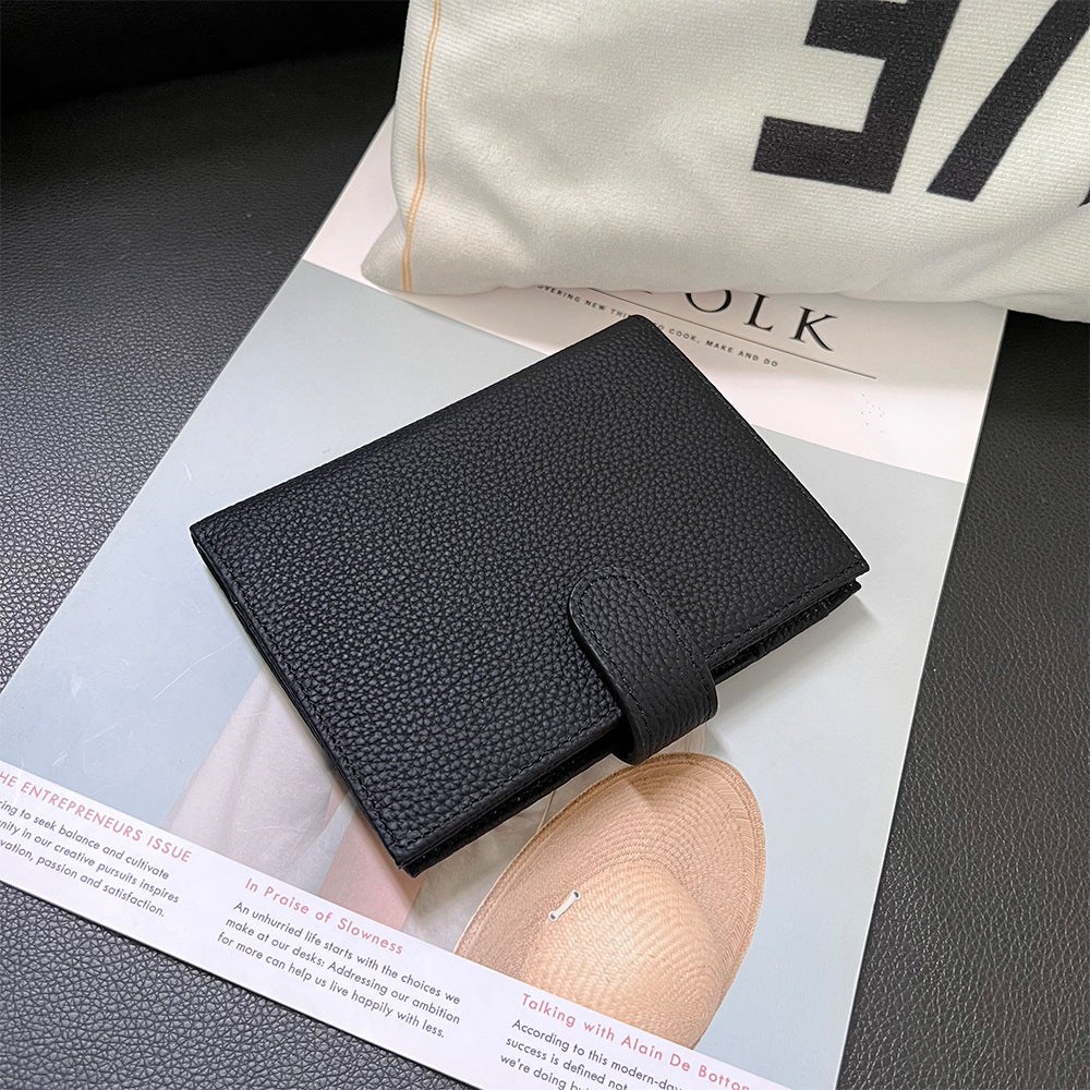 Women's Top Layer Cowhide Multifunctional Halter Passport Cover Document Genuine Ladies Wallet