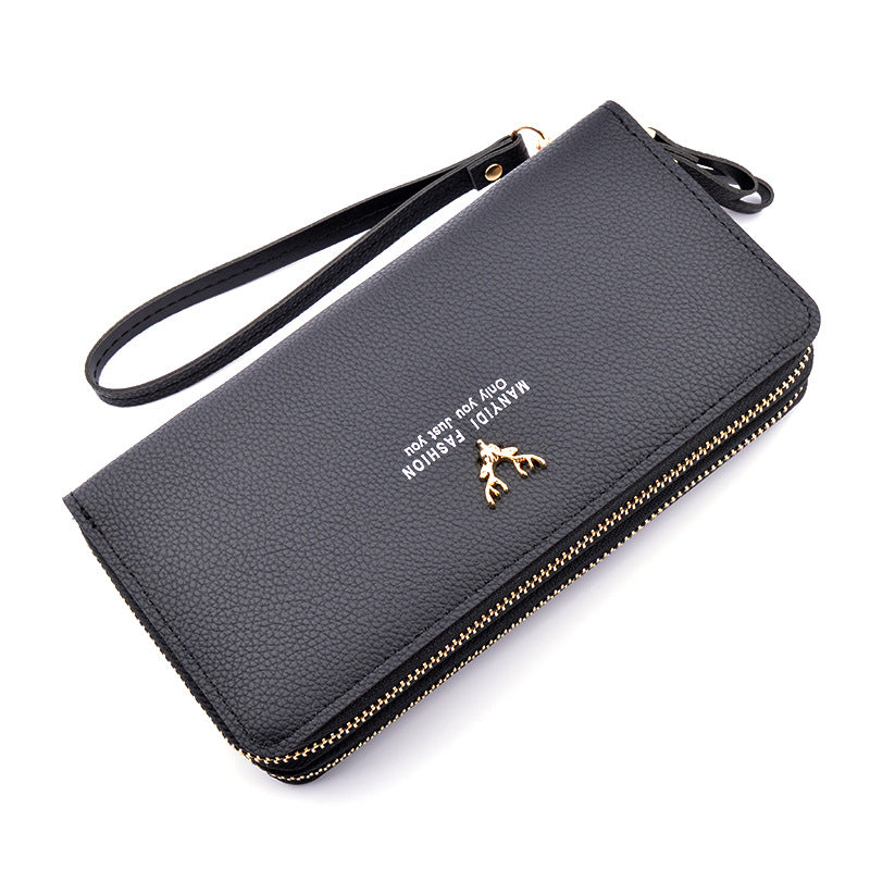 Women's Long Clutch Double Zipper Fashion Simple Large Phone Bags