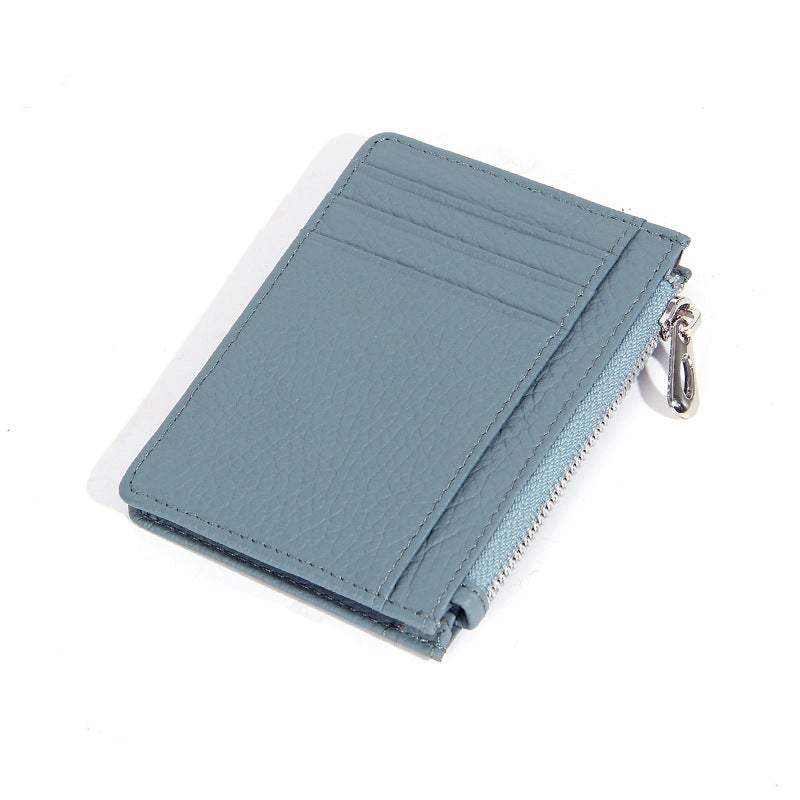 Women's & Men's & Leather Cowhide Solid-color Thin Section Card Holder