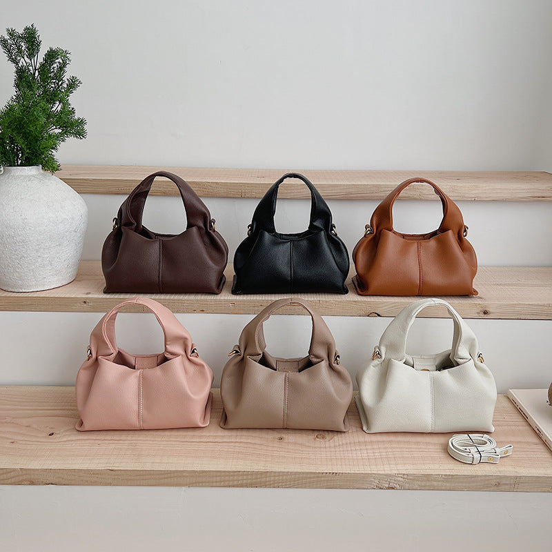 Women's French Niche Commute Simple Soft Leather Cloud Women's Shoulder Bag
