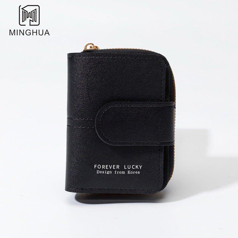 Women's Short Solid Color Summer Button Zipper Ladies Wallets