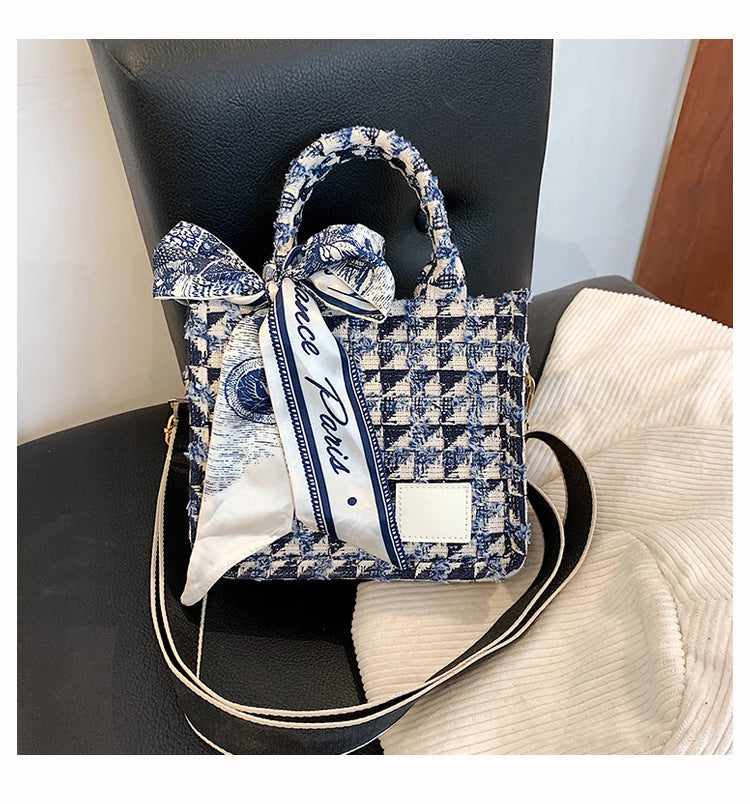 Plaid Female Class Commuter Canvas Large Capacity Women's Shoulder Bag