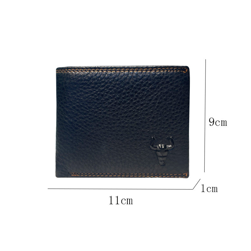Men's Multiple Slots Short Document Retro First Layer Bags