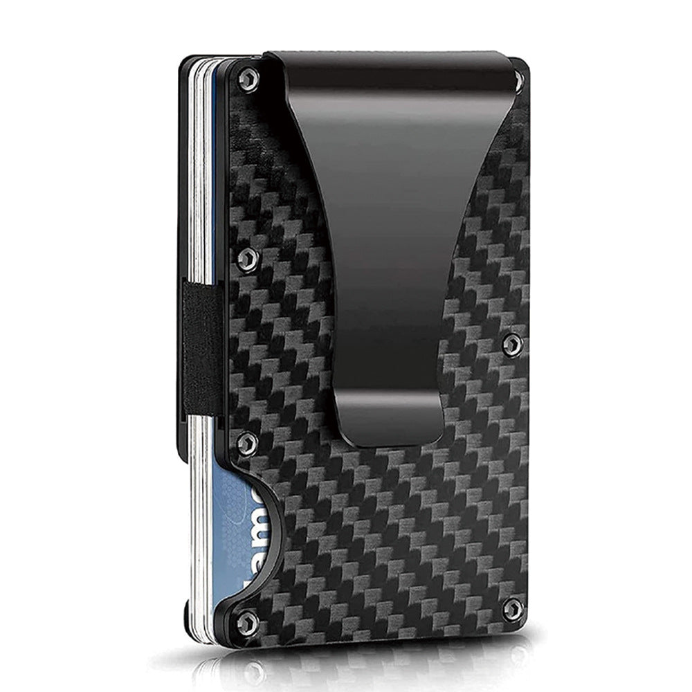 Men's Carbon Fiber Swiping Metal Clamp Simplicity Card Holder