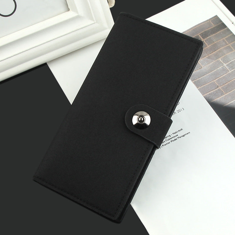 Men's Long Canvas Magnetic Snap 2 Fold Multi Slots Men's Wallets