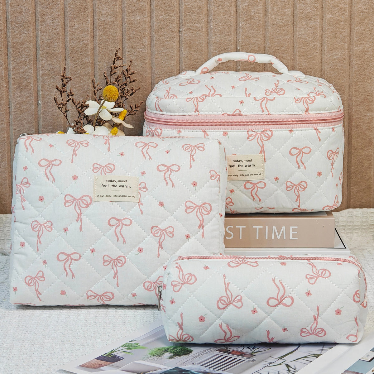 Women's Cotton Large Capacity Niche Portable Toiletry Floral Makeup Bag