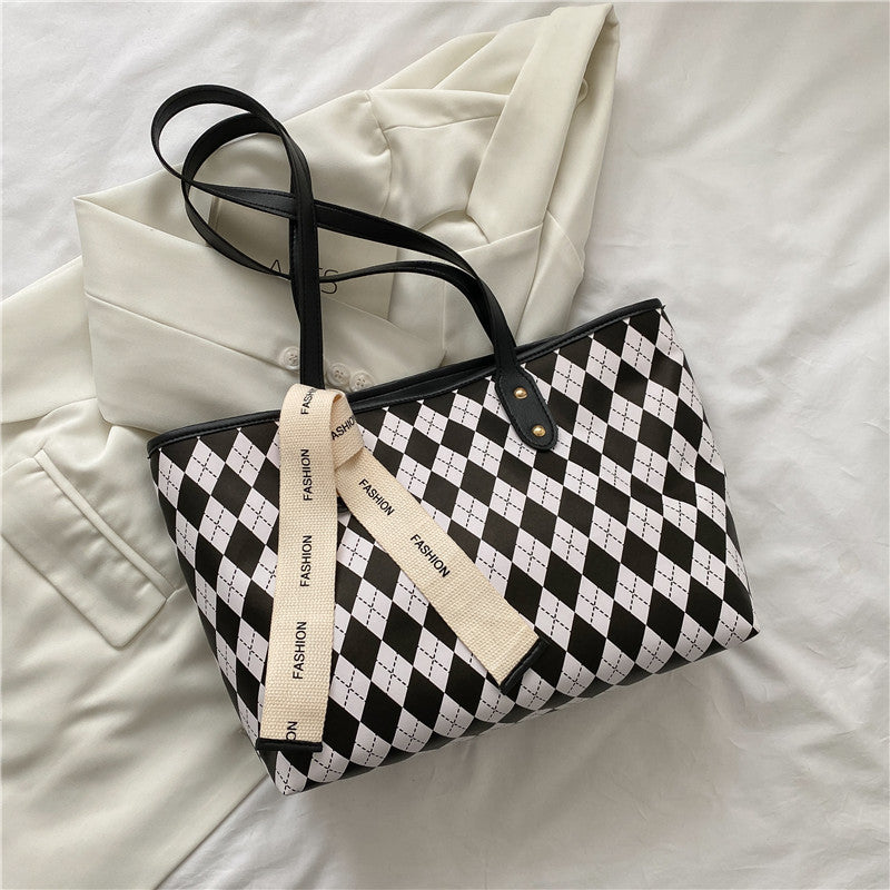 Women's Textured Plaid Korean Fashion Personalized Women's Shoulder Bag