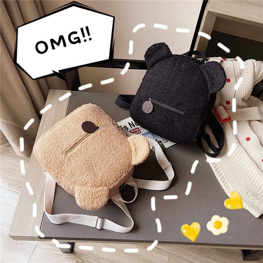 Women's Furry Lamb Wool For Fashion Cute Backpacks