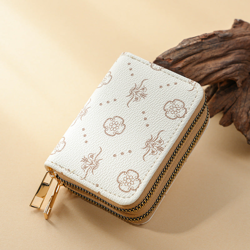 Double Zipper Organ Fashion Clamp Retro Card Holder