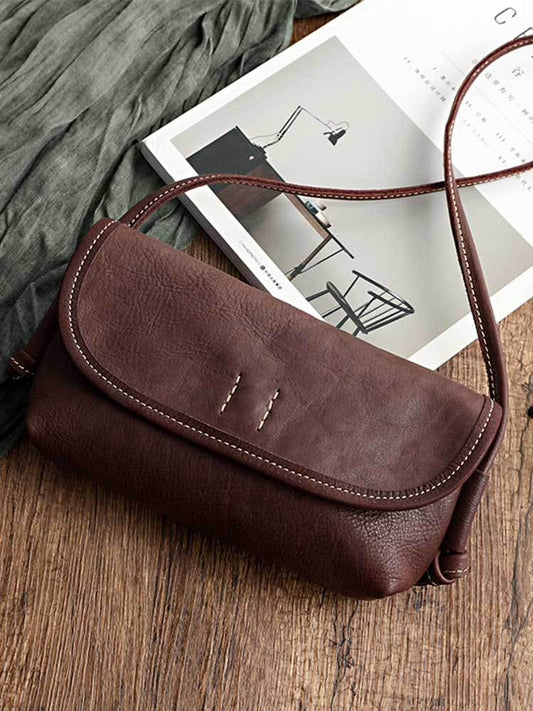 Women's Leather Cross-section Soft Vegetable Tanned Retro Crossbody Bags