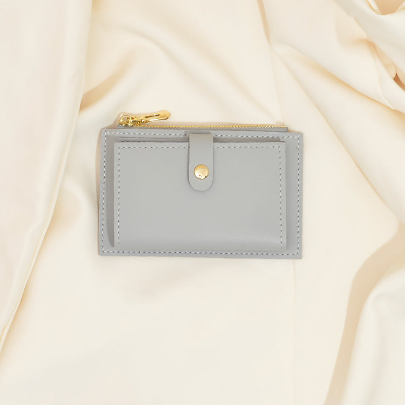 Women's Short Korean Style Minimalist Thin Zipper Hasp Multiple Purses