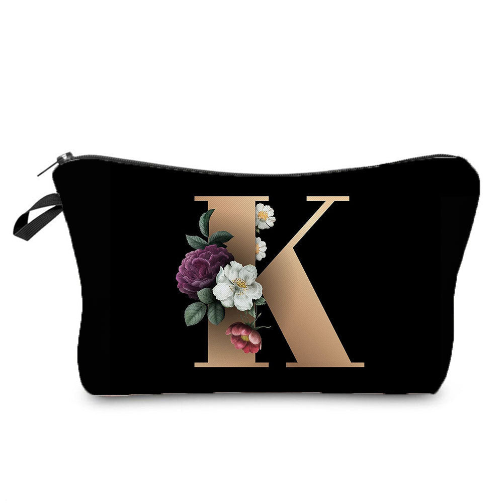 Gold Letter Printing Portable Toiletry Storage Cosmetic Bags