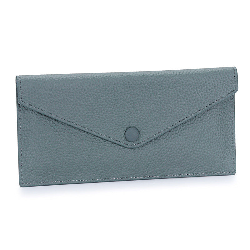 Women's First Layer Cowhide Long Leather Large Ladies Wallet