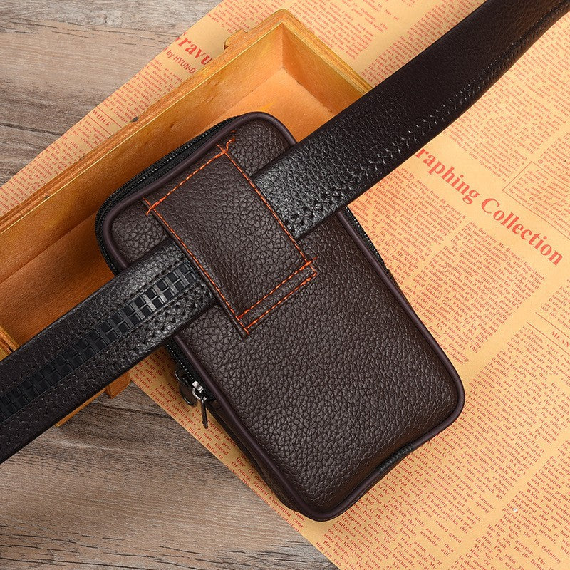Men's Cell Leisure Vertical Leather Stall Men's Waist Packs