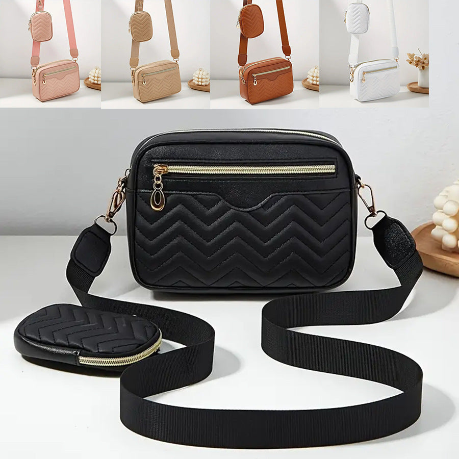 Women's Wave Embroidered Front Pull Cross Body Coin Purses