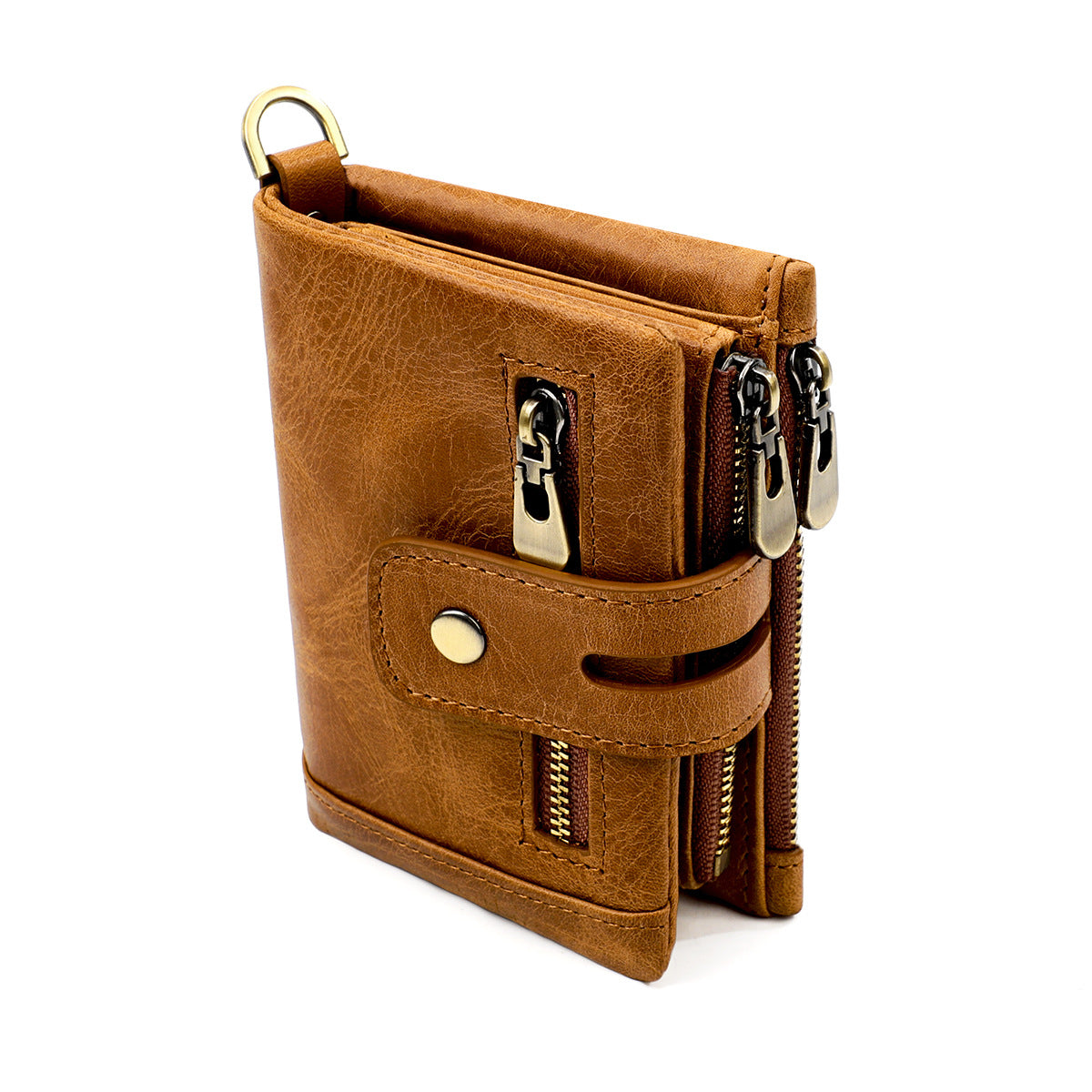 Women's & Men's & Leather Crazy Horse Zipper Retro Men's Wallets