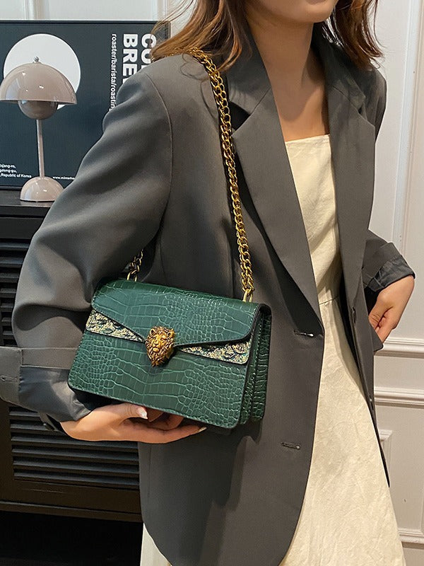 Women's High-grade Crocodile Pattern Retro Chain Crossbody Bags