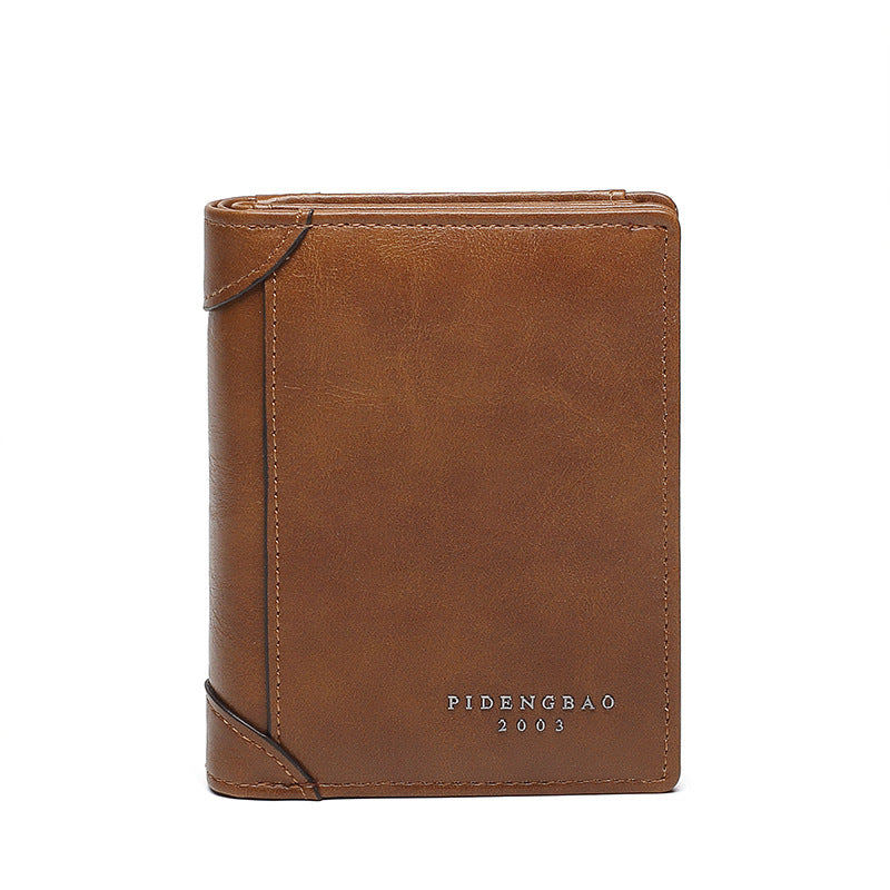 Men's Vintage Short Business Multiple Slots Zipper Men's Wallets